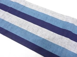 アンティーク　綿紬　縞模様織り出し全通袋帯（材料）